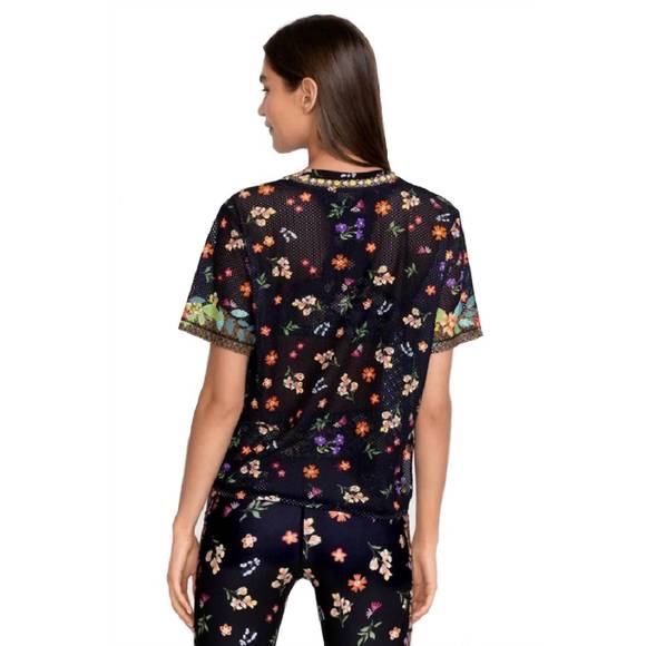 NEW JOHNNY WAS nani mesh oversize crop tee in multi - Picture 3 of 3